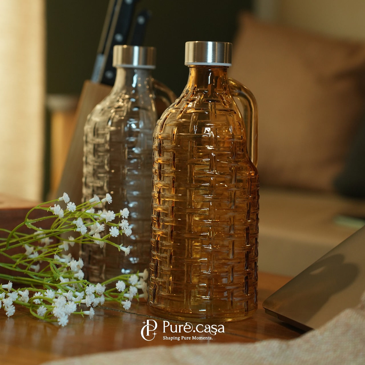 Nordic Weave Glass Water Bottle - 1.5L