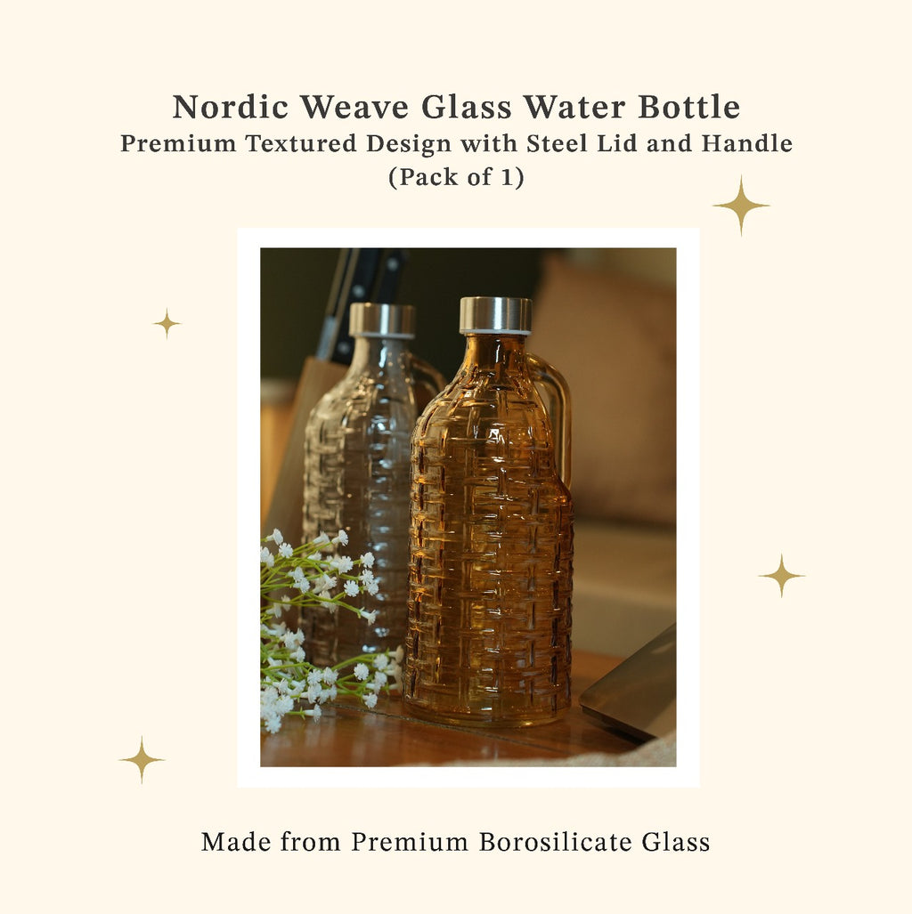 Nordic Weave Glass Water Bottle - 1.5L