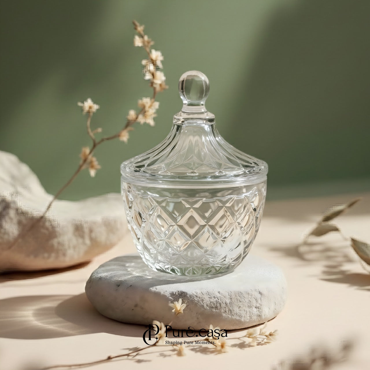 Premium Crystal Cookie Jar with Lid