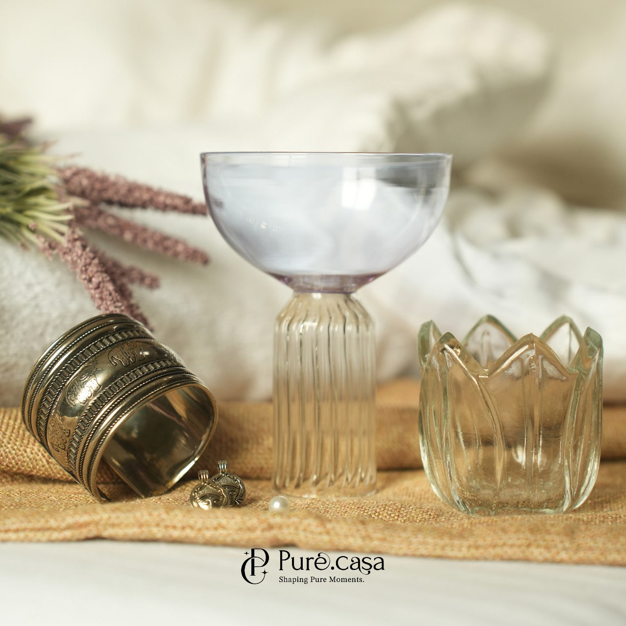 Luna Lavender Pedestal Cocktail Glass