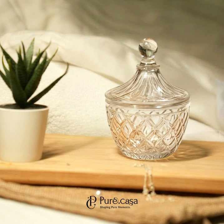 Premium Crystal Cookie Jar with Lid