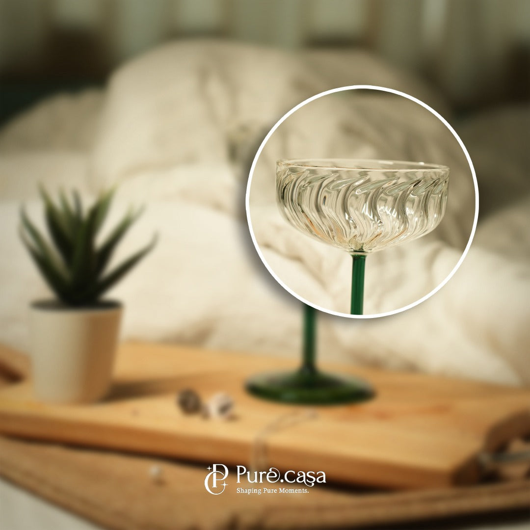 Swirl Ribbed Cocktail Glass - Teal