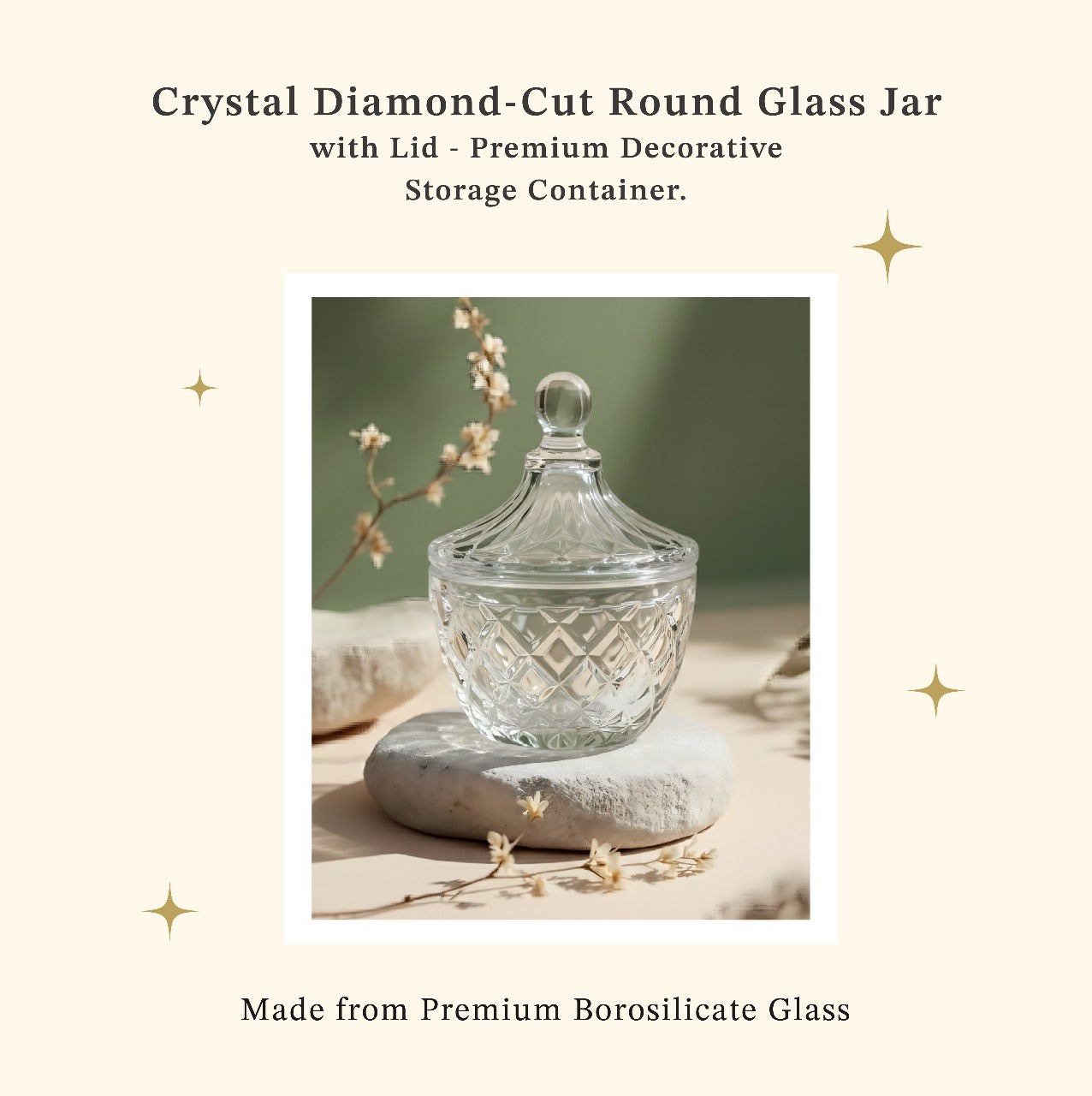 Premium Crystal Cookie Jar with Lid